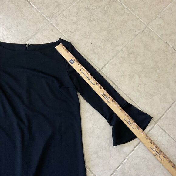 Gap Black Ponte Knit Little Black shift Dress size small tulip bell sleeves - Picture 11 of 12